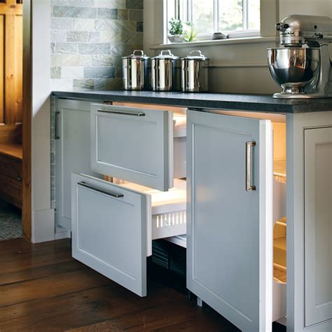 Attach drawer fronts to drawer boxes. Wood Panel Appliances - Cottage - kitchen - Benjamin Moore ...