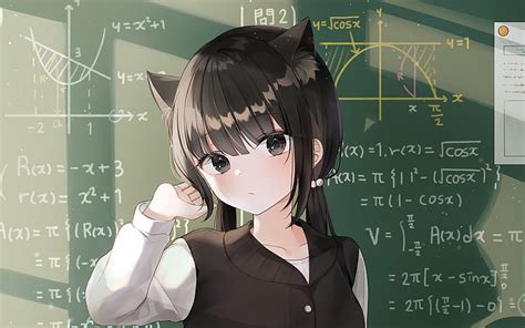 Anime Cat Girl Cute Loli Long Hair Animal Ears Petals Wind Anime