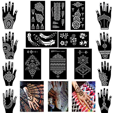 xmasir henna tattoo stencils reusable for women and girls indian arabian temporary tattoo