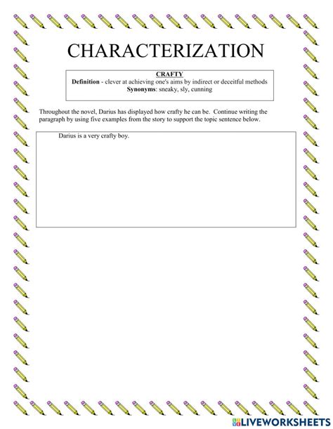 Methods Of Characterization Worksheet Worksheets For Kindergarten