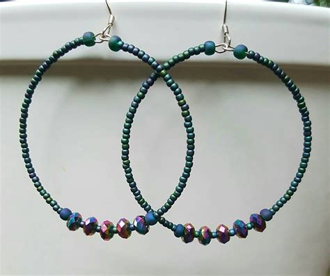 Turquoise Hoops Beaded Hoops Turquoise Earrings Turquoise Etsy