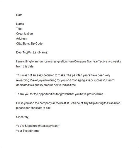 If you are not working under a contract that states you must give a two week notice then writing a two week notification letter is not mandatory under at will employment. 10+ Two Weeks Notice Letter Templates - PDF, DOC | Free ...