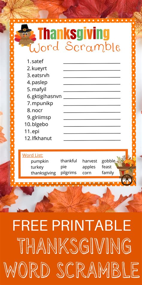 Printable Thanksgiving Word Scramble Printable Word Searches