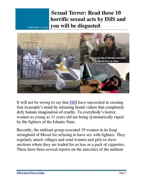 Isis Latest News Today Sexual Terror Read These 10 Horrific Sexual A