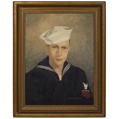 Acrylic On Canvas First Class Petty Officer By Helen Mahaffey Circa