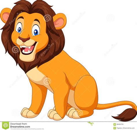 Cartoon Happy Lion Sitting Stock Vector Illustration Of Wildlife