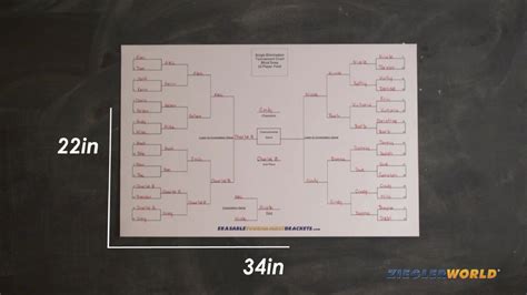 Erasable 64 Player Single Elimination Tournament Bracket Chart Seeded