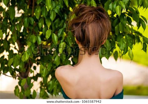 Beautiful Nude Female Shoulders Summer Outdoors Stock Photo 1065587942