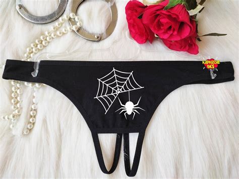 halloween spider thong panties trick or treat crotchess etsy