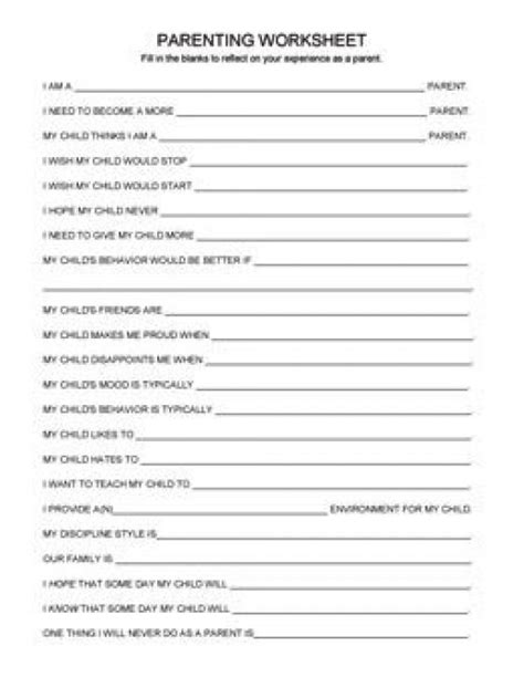 Free Printable Parenting Skills Worksheets