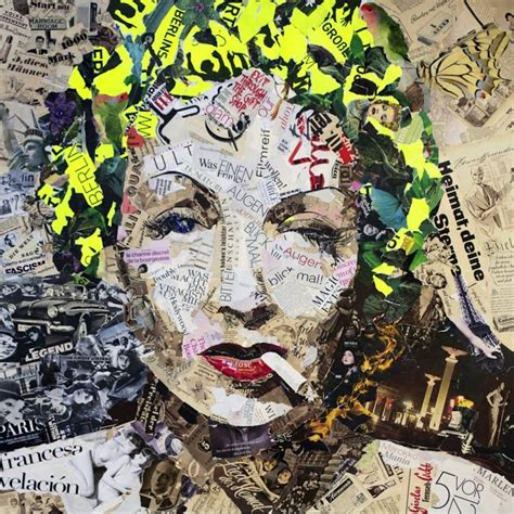 Iconic Collage Portraits Made Of Old Newspapers Glossy Magazines And