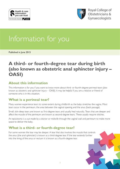 A Third Or Fourth Degree Tear During Birth Also Known As Obstetric