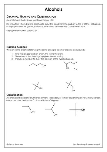 Asa Level Organic Chemistry Alcohols Teaching Resources