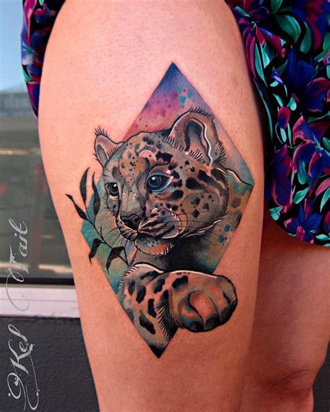 Snow Leopard Tattoo By Kel Tait Tattoo Leopard Tattoo Tattoos Snow Leopard Tattoo