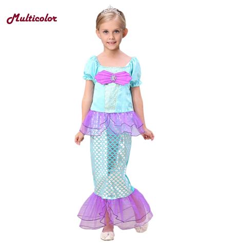 2017 Custom Made Little Mermaid Dress Children Mermaid Kids Girls Dress