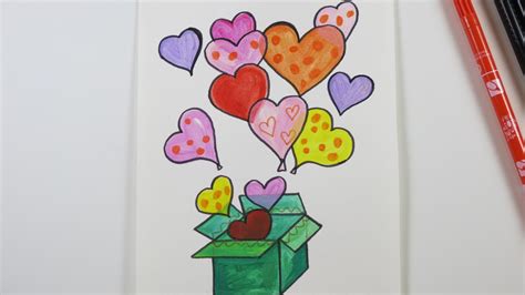 Valentines Day Diy Drawing A Love Card With Hearts Youtube