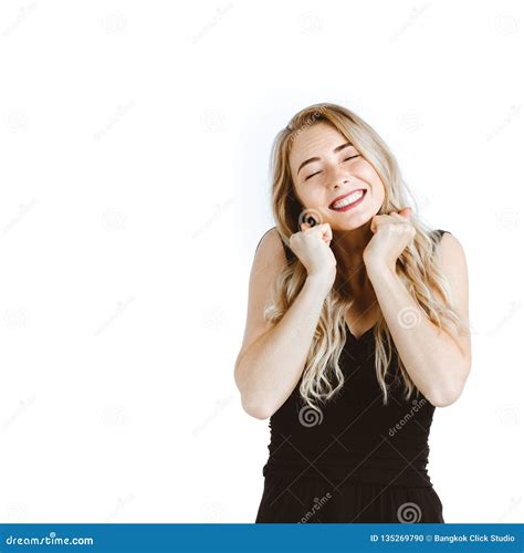 Beautiful Woman Feeling Very Happy Excited Stock Photo Image Of Girl