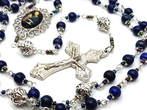 Blessed Sacrament Lapis Lazuli Rosary Beads Virgin Mary Rosaries Rel