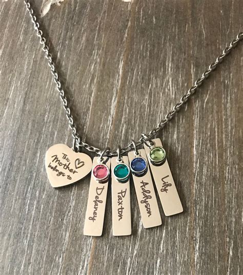 Mother Name Necklace Names Birthstones Mom Jewelry