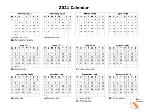 Family, company, office planner, holiday. Printable 2021 Calendar Template in PDF, Word & Excel