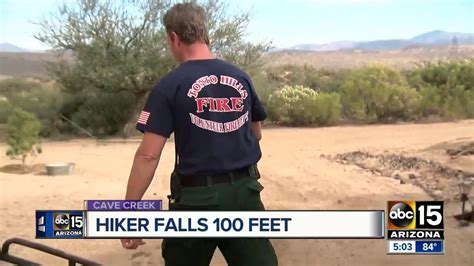 Hiker Falls 100 Feet Northeast Of Cave Creek Youtube