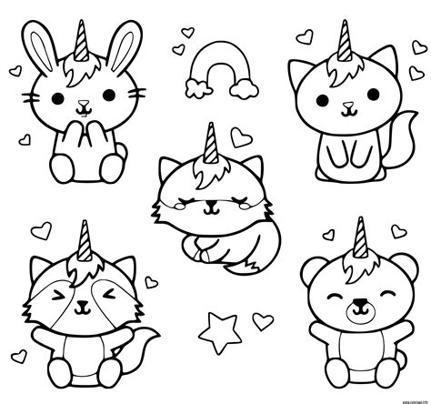 Coloriage Chat En Mo De Licorne Kawaii Chaton