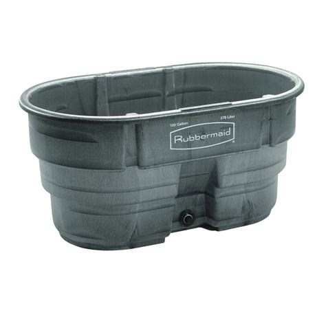 Rubbermaid 6356257 100 Gallon Capacity Black Plastic Stock Tank At