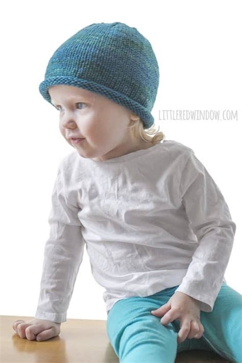 Basic Rolled Brim Baby Hat Knitting Pattern Little Red Window