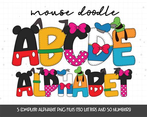 Mouse Alphabet Mickey Doodle Letters Alphabet Png Letters Etsy