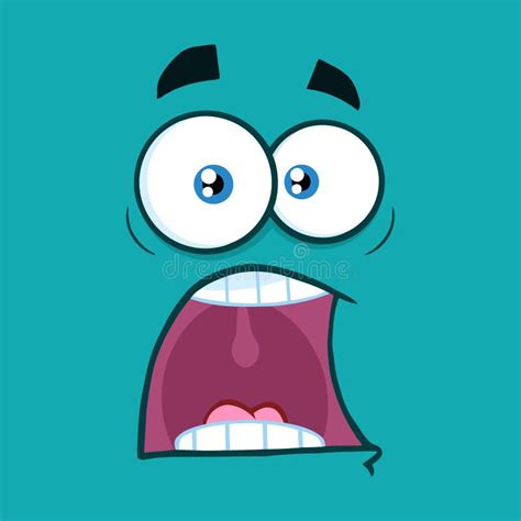 Scared Cartoon Funny Face With Panic Expression Stock Vector