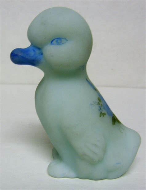 Fenton Art Glass Figurine Blue Satin Duck 5169 Bl Ca 1981 1982