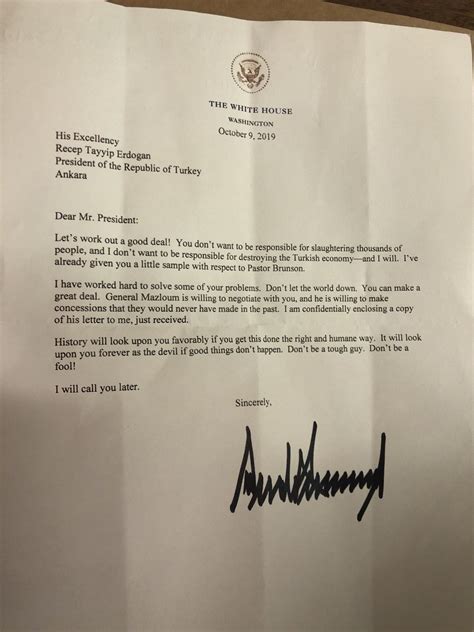 Write a draft of your letter, then proofread. Donald Trump's bizarre, threatening letter to Erdoğan ...