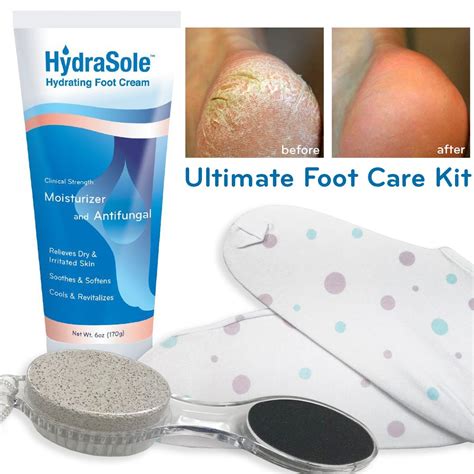 Hydrasole Cracked Heel Foot Cream Kit Includes Foot Brush And Socks 6 Ounces Biomed Health
