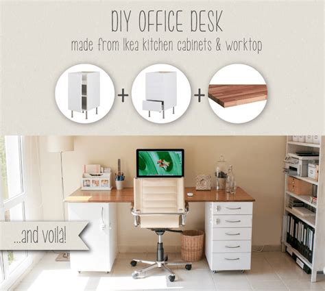 Diy Office Desk Made From Ikea Kitchen Components Ikea Hackers