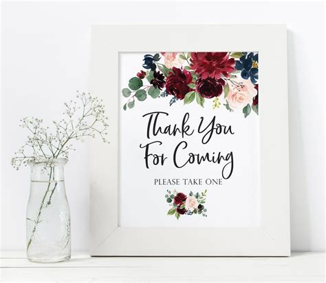 Thank You For Coming Sign Wedding Favor Printable Sign Etsy