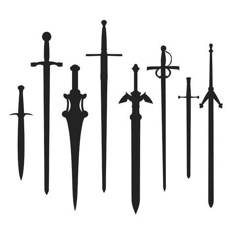 Premium Vector Swords Silhouette Weapon Clip Art Medieval Shape