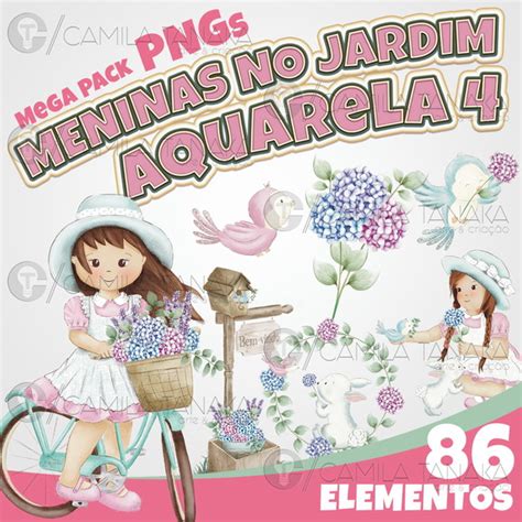 Kit Digital Meninas No Jardim Aquarela 4 Pague 1 Leve 3 No Elo7