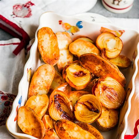 These oven baked potato slices are easy to make and versatile. Oven-Roasted Potatoes and Onions Recipe | Sur La Table