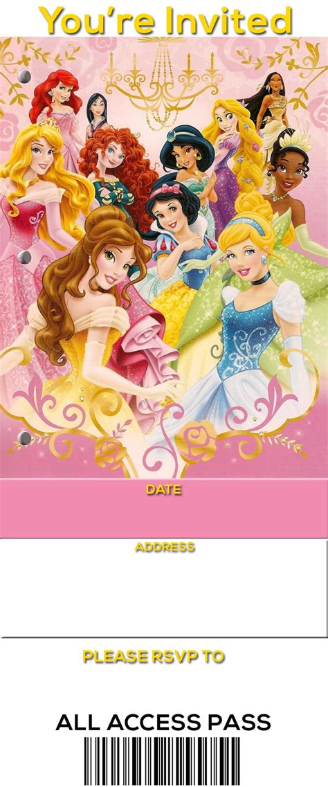 Free Printable Disney Princess Ticket Invitation Template Download