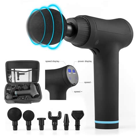 Percussion Electric Gun Cordless Percussion Massager 6 Massage Heads Lcd Display W Carrying
