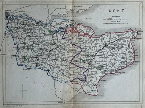 Kent England Vintage Railways And Stations Map Engraved Etsy