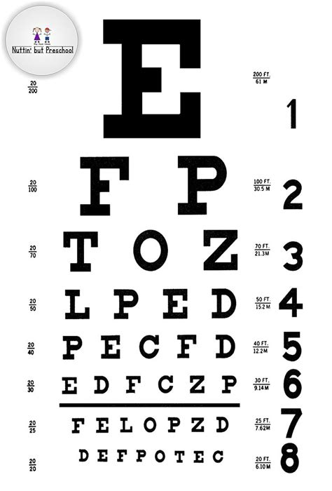 Eye Doctor Eye Chart For House Corner Prebabe Printable X Inch Paper Place In The