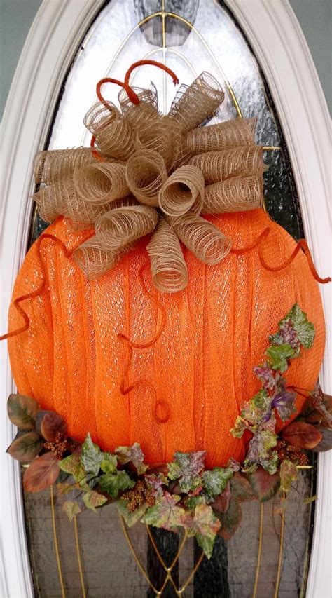 Deco Mesh Pumpkin Door Wreath Fall Mesh Wreaths Deco