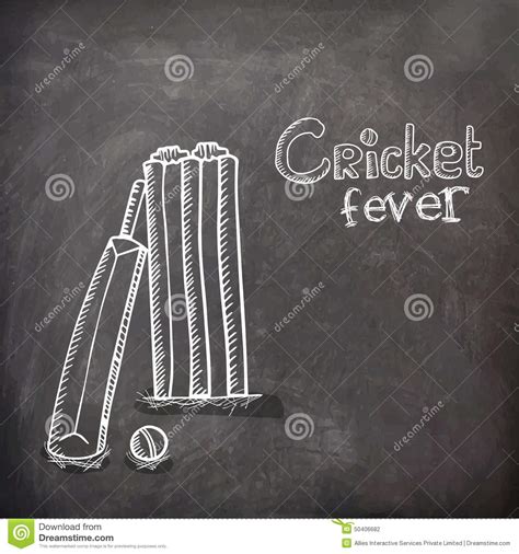 Cricket Bat With Ball And Wicket Stumps Stock Illustration