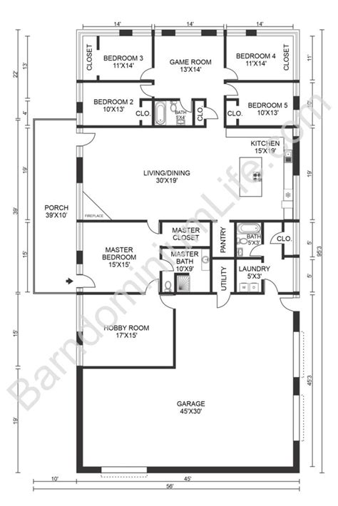 Bedroom Single Story Barndominium Floor Plans With Garages Viewfloor Co