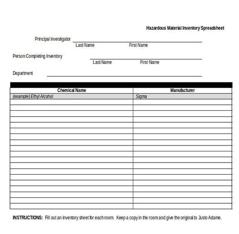 Laboratory Inventory Excel Template