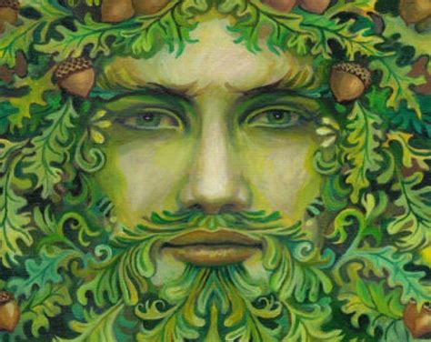 Oak King Green Man Pagan God Summer Solstice 11x14 Print Pagan Bohemian