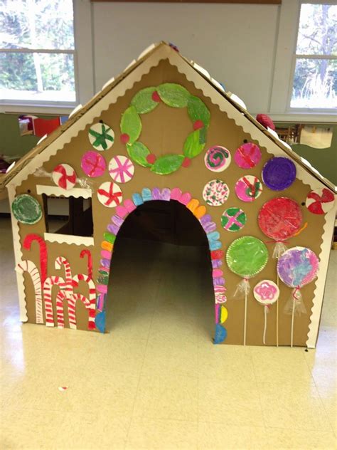 Cardboard Box Gingerbread Box House In Preschool