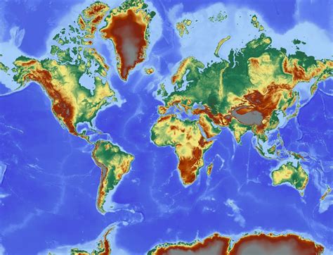 Large Detailed World Topographical Map World Mapsland Maps Of The