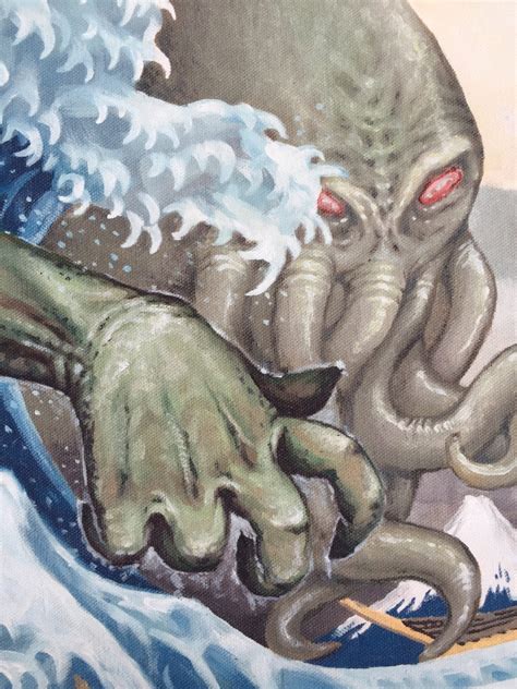 The Great Cthulhu Oil Painting Print Etsy